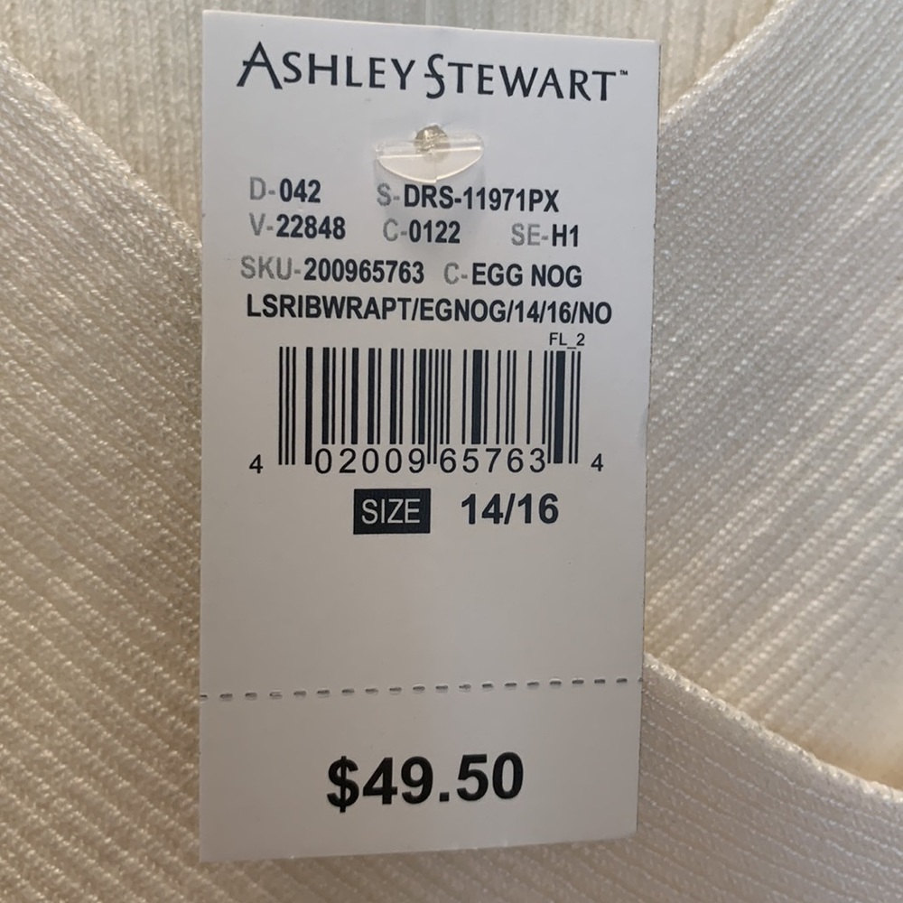 Ashley Stewart cream ribbed sweater 14/16 - Picture 2 of 4